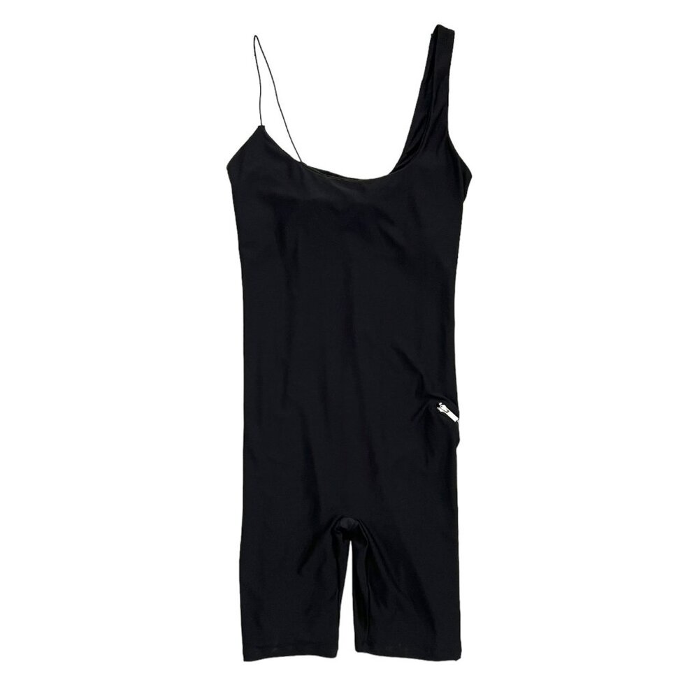Alix NYC Women's Harper‎ Bike Shorts Bodysuit Romper Asymmetric Straps Black L